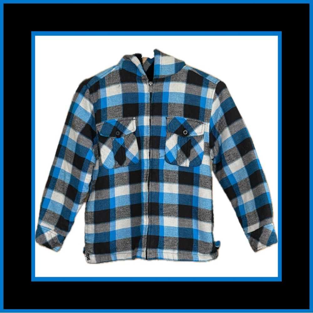 NSS Boy’s Hooded Insulated Plaid Jacket with Faux Fur Lining – Size Medium